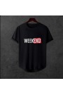  Unisex Oversize Modern Boy Pamuklu Etek Oval Siyah Baskili T-shirt
